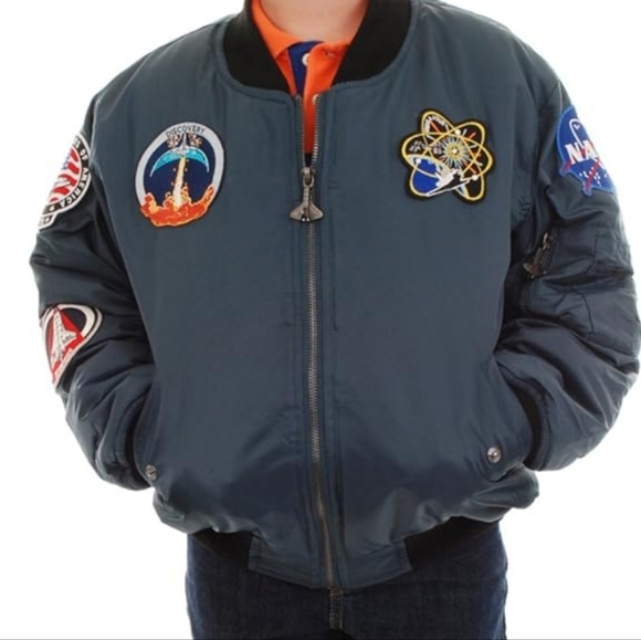 Up and Away NASA Astronaut Space Shuttle Flight Bomber Jacket Multi Patches - Picture 4 of 15